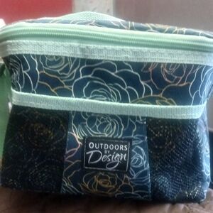 Blue Floral Insulated Water Bottle Carrier